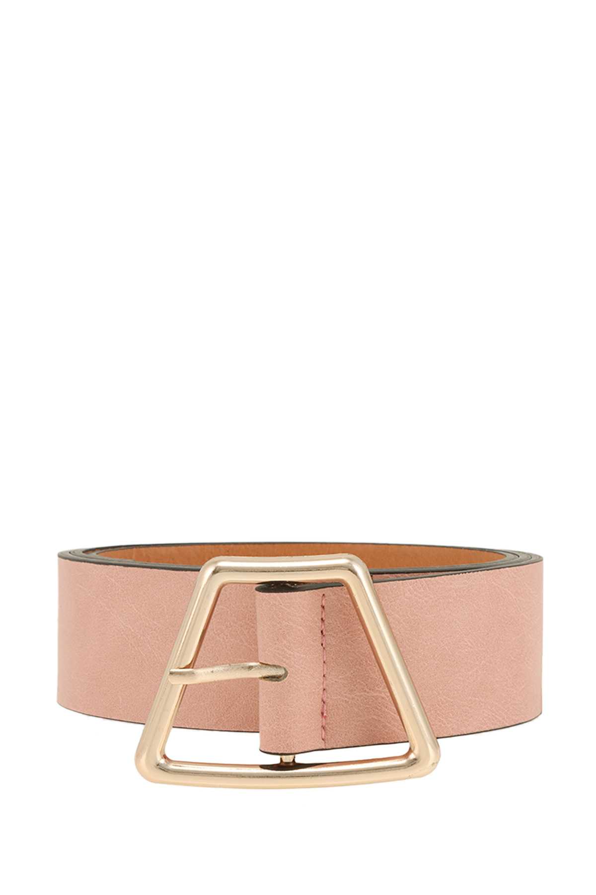Trapezoid Look Buckle Faux Leather Belt