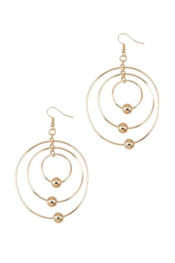 Triple Round and Balls Dangle Earring