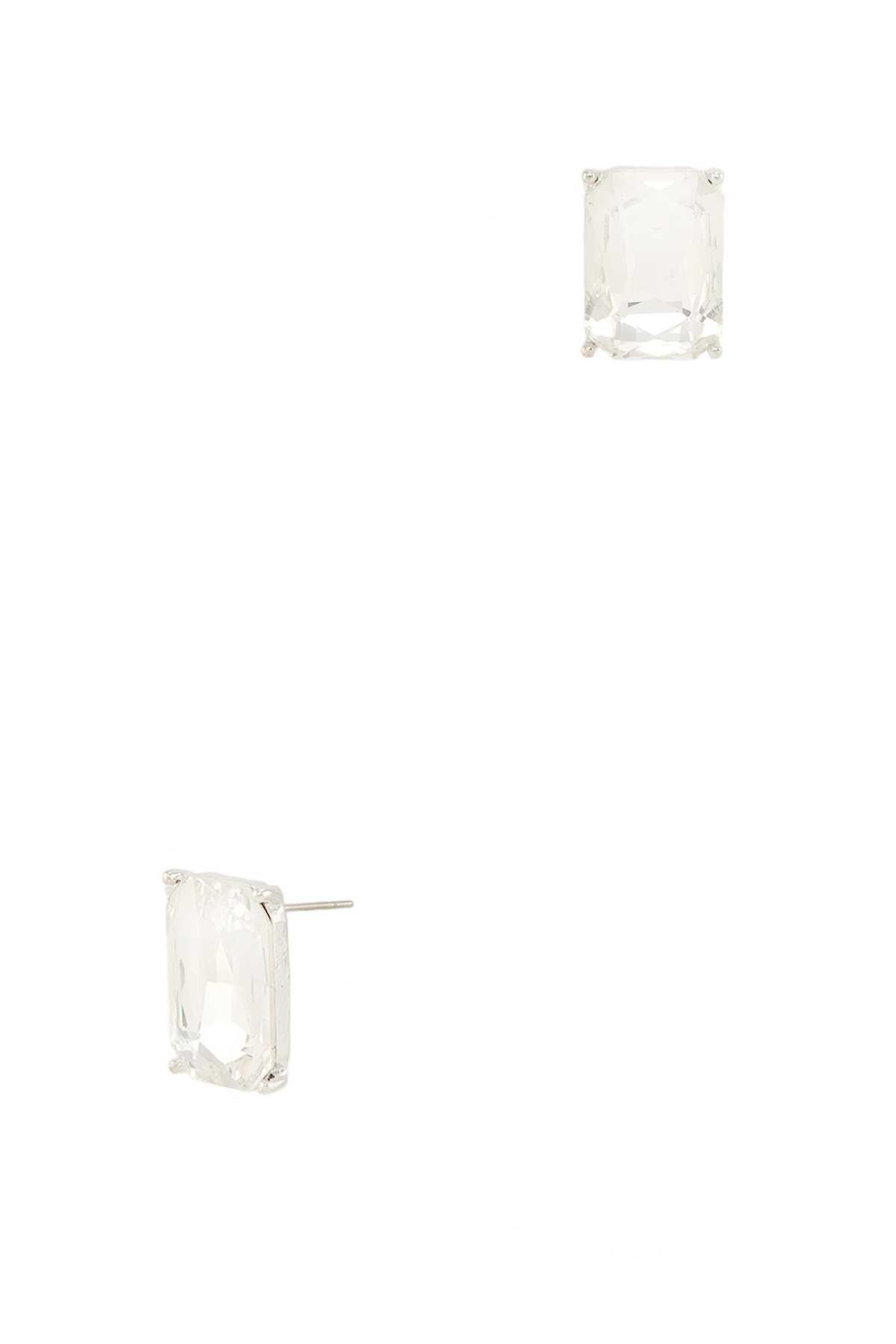 Rectangle crystal stud earrings
