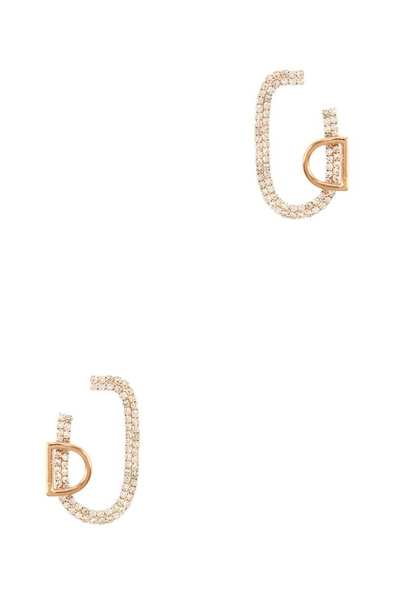 D attached Rhinestone Stud Earring