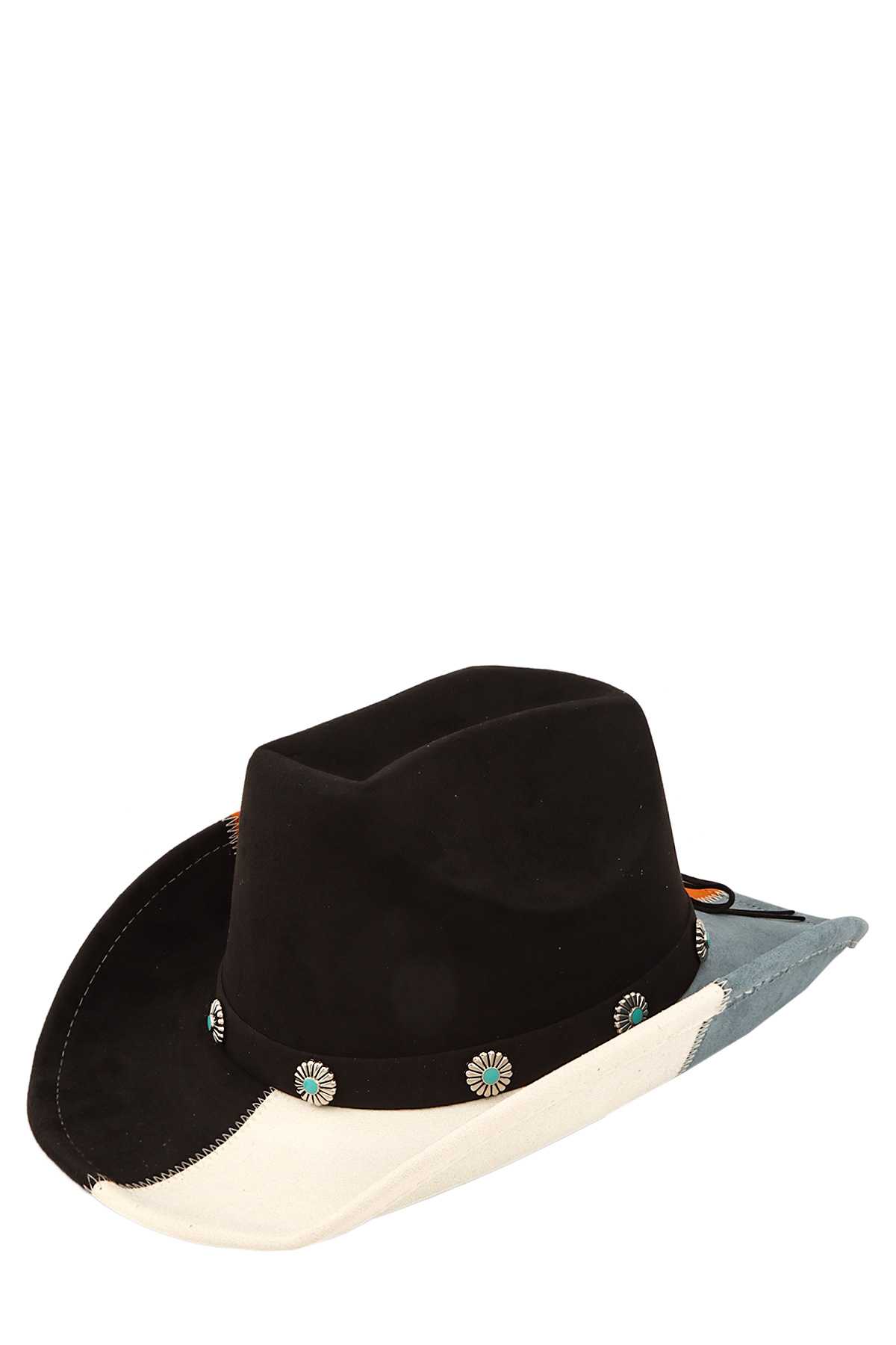 Four Color and Flower Suede Cowboy hat