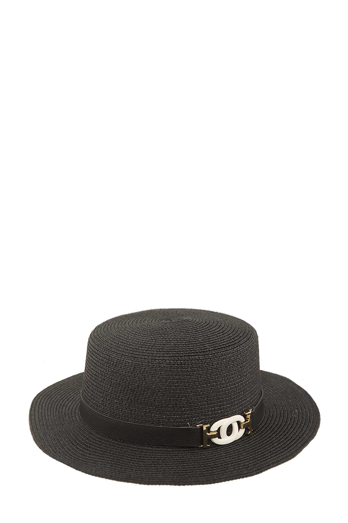 Straw Fashion Hat With CC Buckle