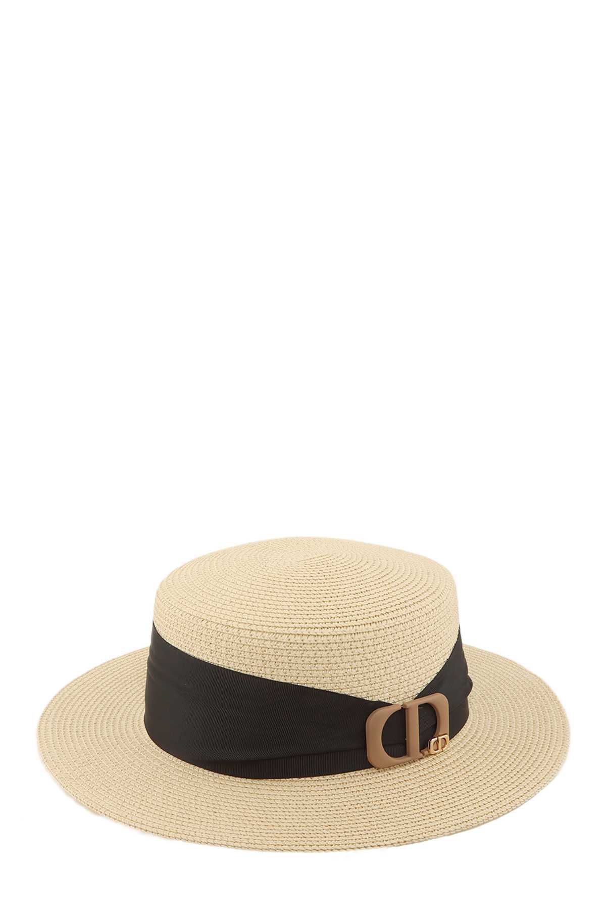 Straw Fashion Hat With CD Accent
