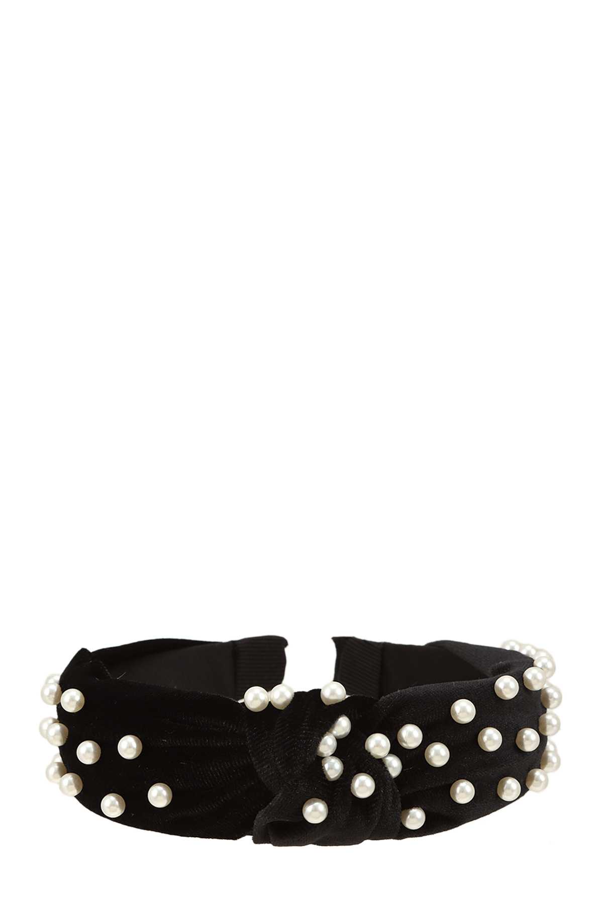 Pearl Decorated Velvet Head Band