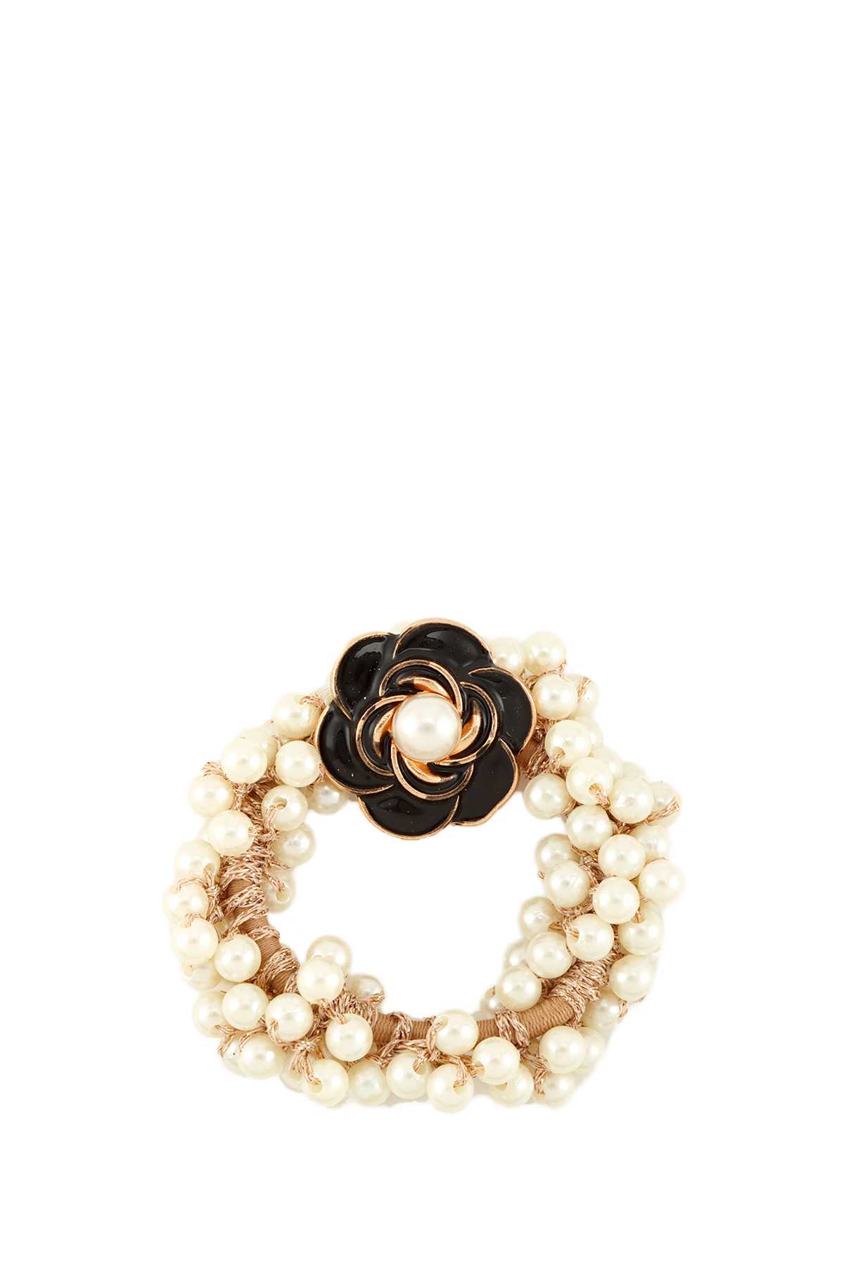 Flower Charm Pearl Hair Tie