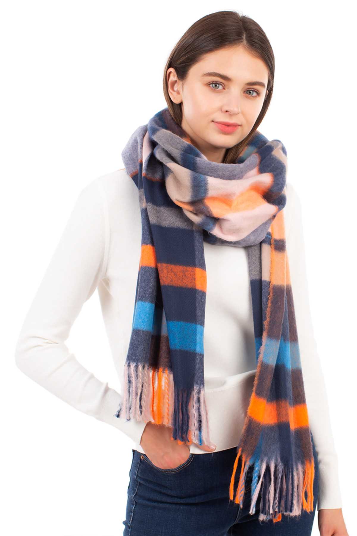 Multi Color Plaid Pattern Scarf