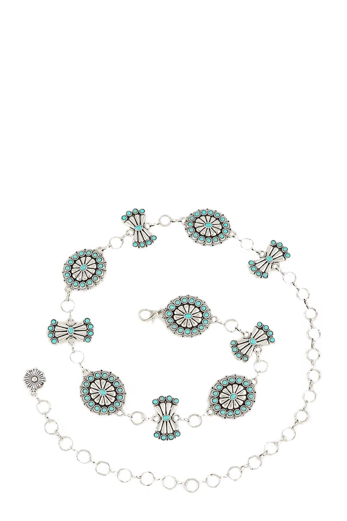 Turquoise Concho Disc Western Chain Belt