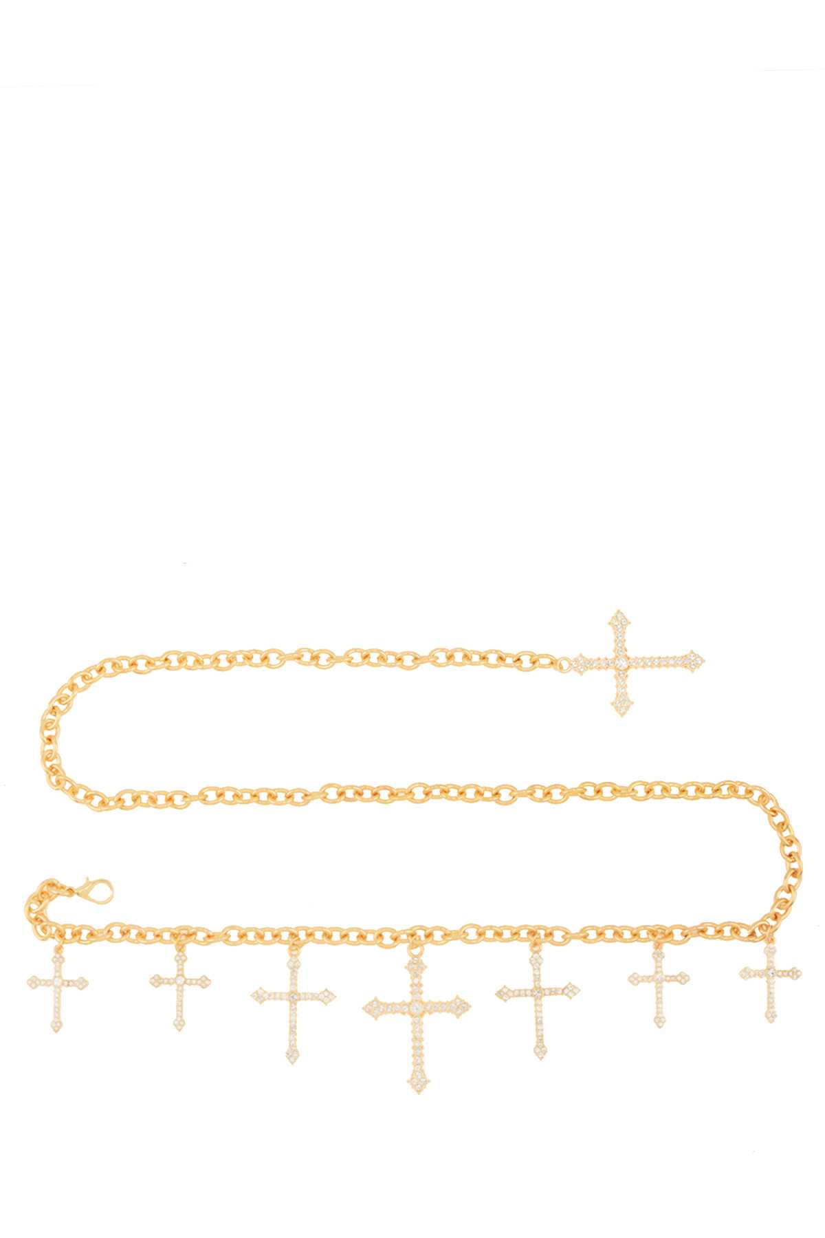 Rhinestone Cross Design Linked Chain Belt