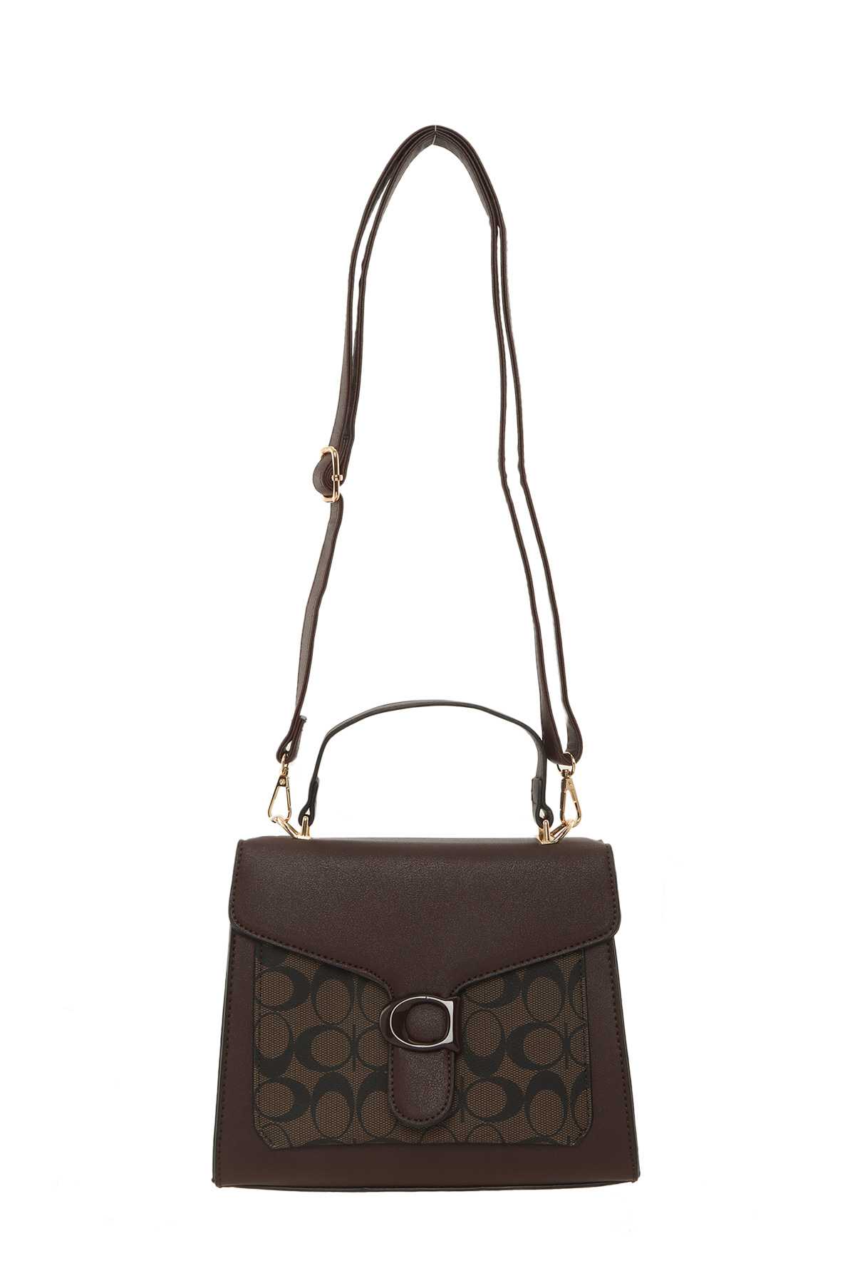 Leather Crossbody Bag with C Accent