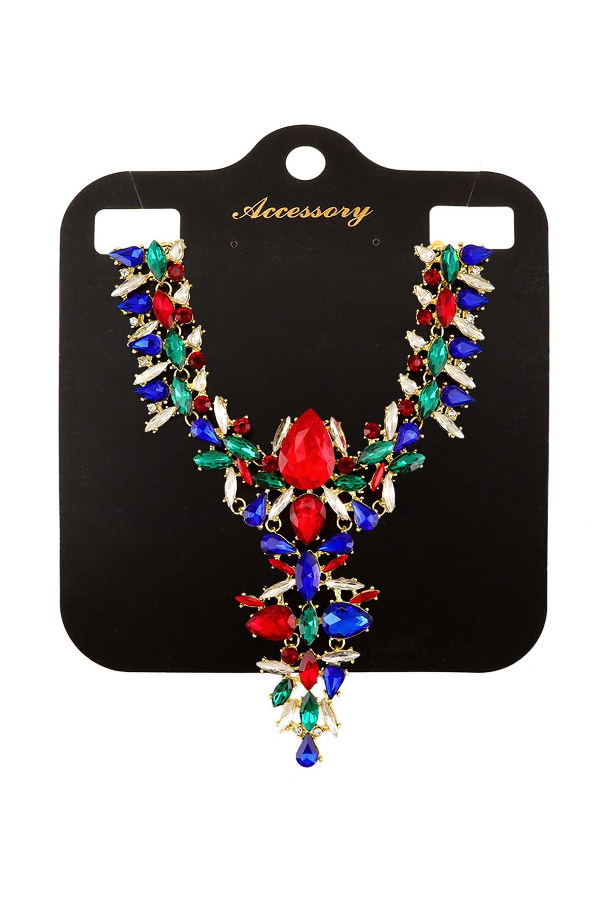 Rhinestone Jeweled Metal Casting Necklace
