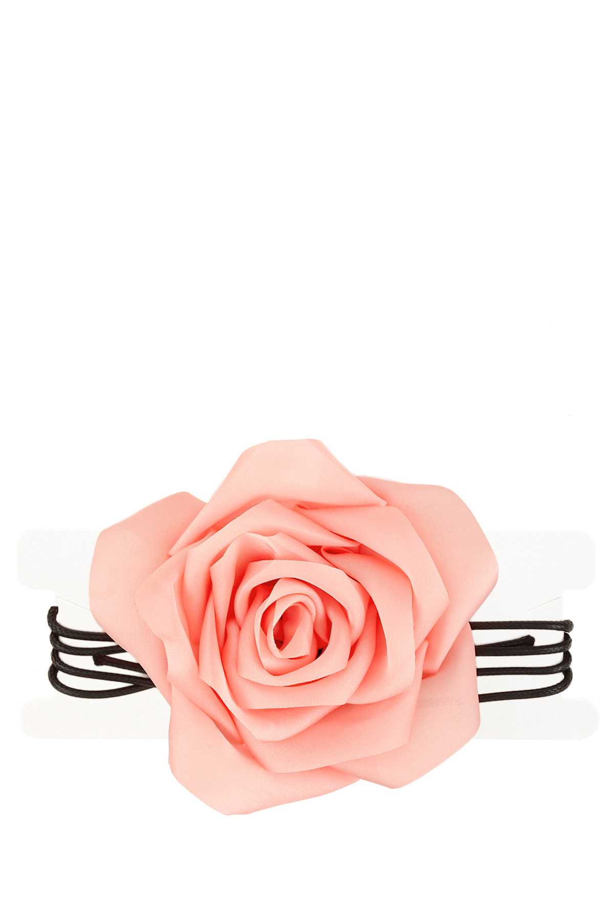 Chiffon Rose Flower Accent Layered Strap Choker