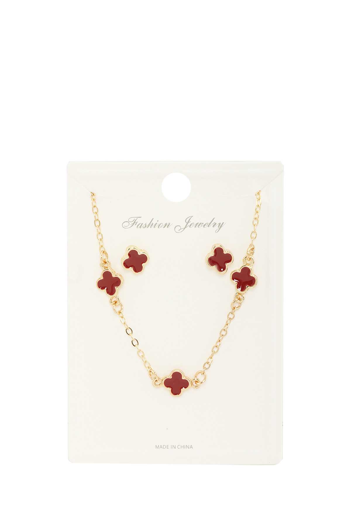 Metal Clover Shape Necklace Set