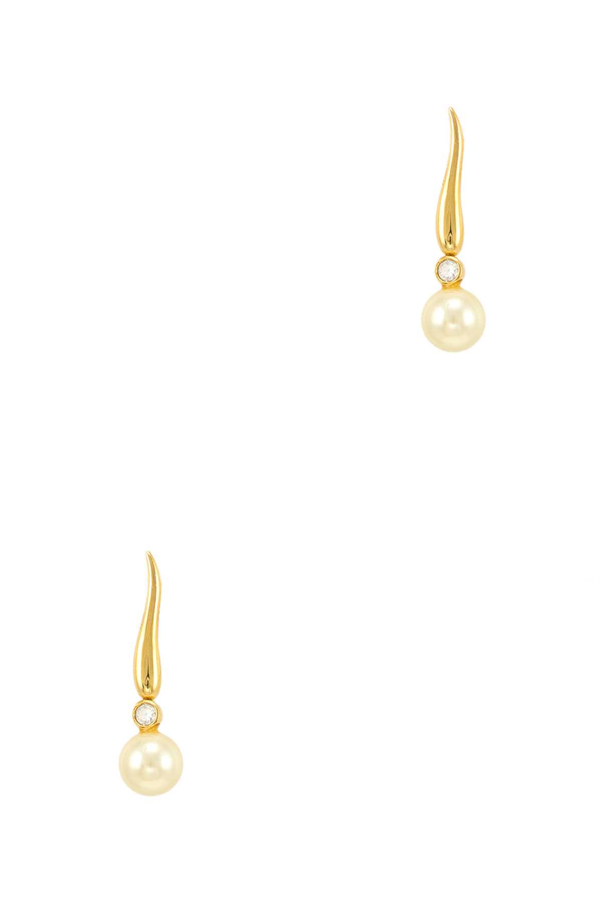 Pearl Charm Curvy Metal Stud Earring