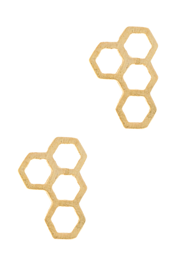 Cutout bee hive stud earrings