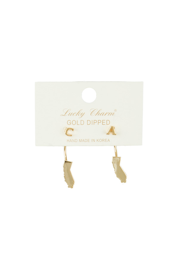CA Initial with State Dangle Earring 