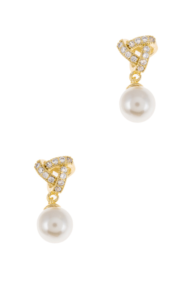 Pearl dangle CZ delicate earrings
