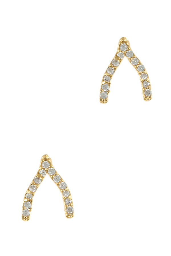Small wishbone cz earrings