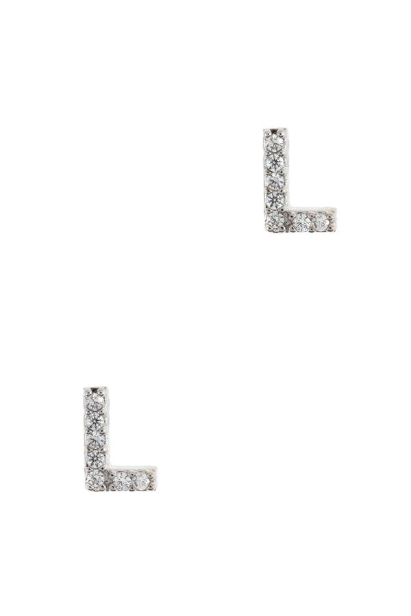 Alphabet "L" cubic zirnonia encrusted tiny delicate earrings