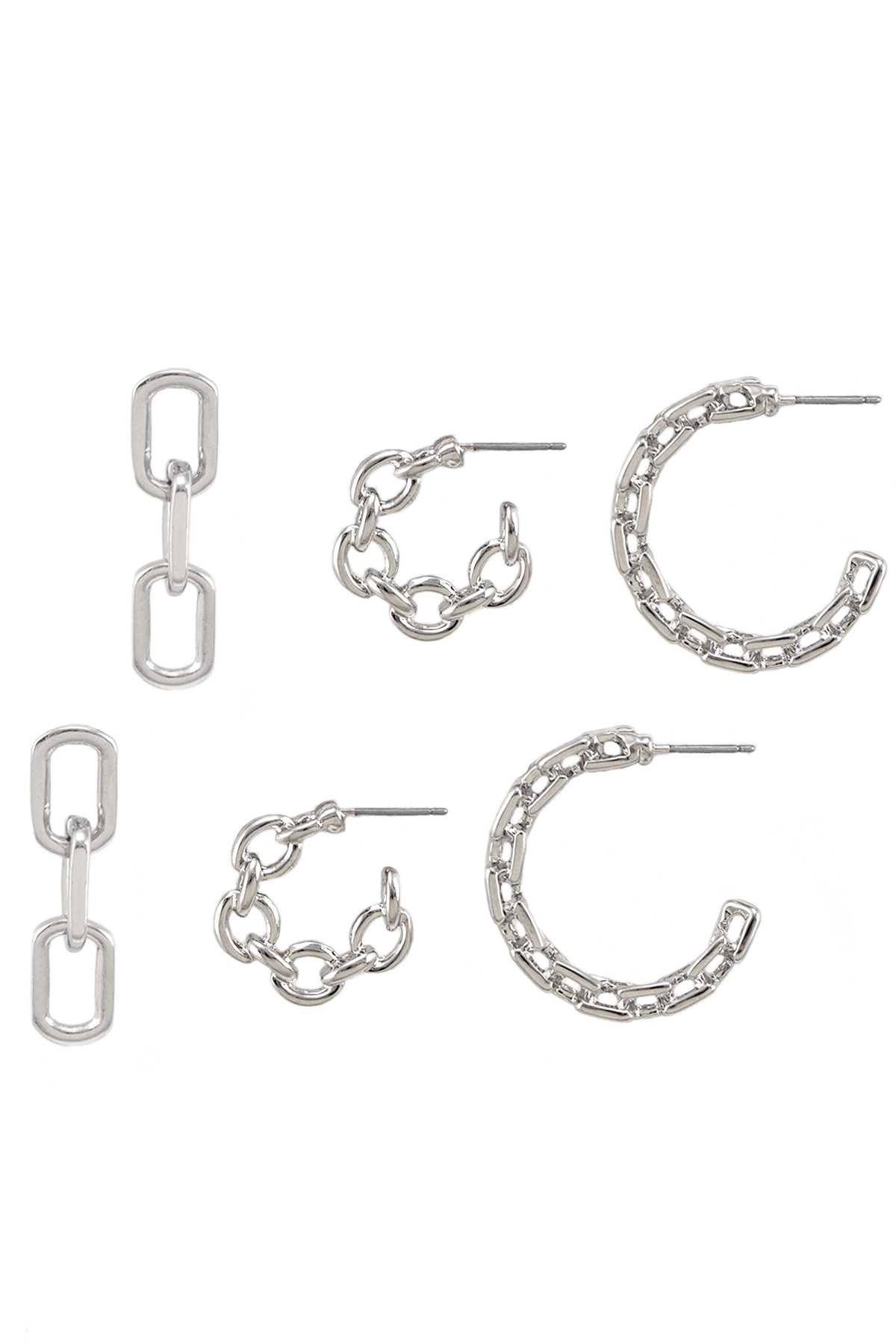 Chain Hoop and Drop Earring Set