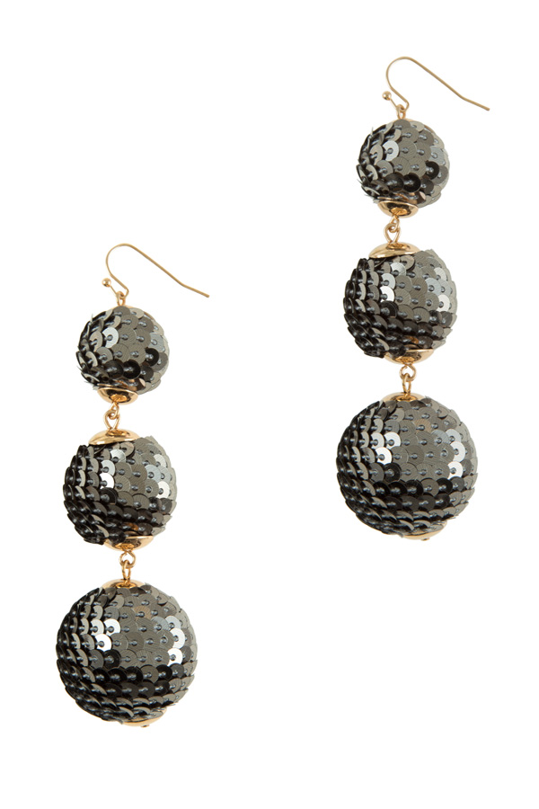 Sequin covered dangling balls earrings