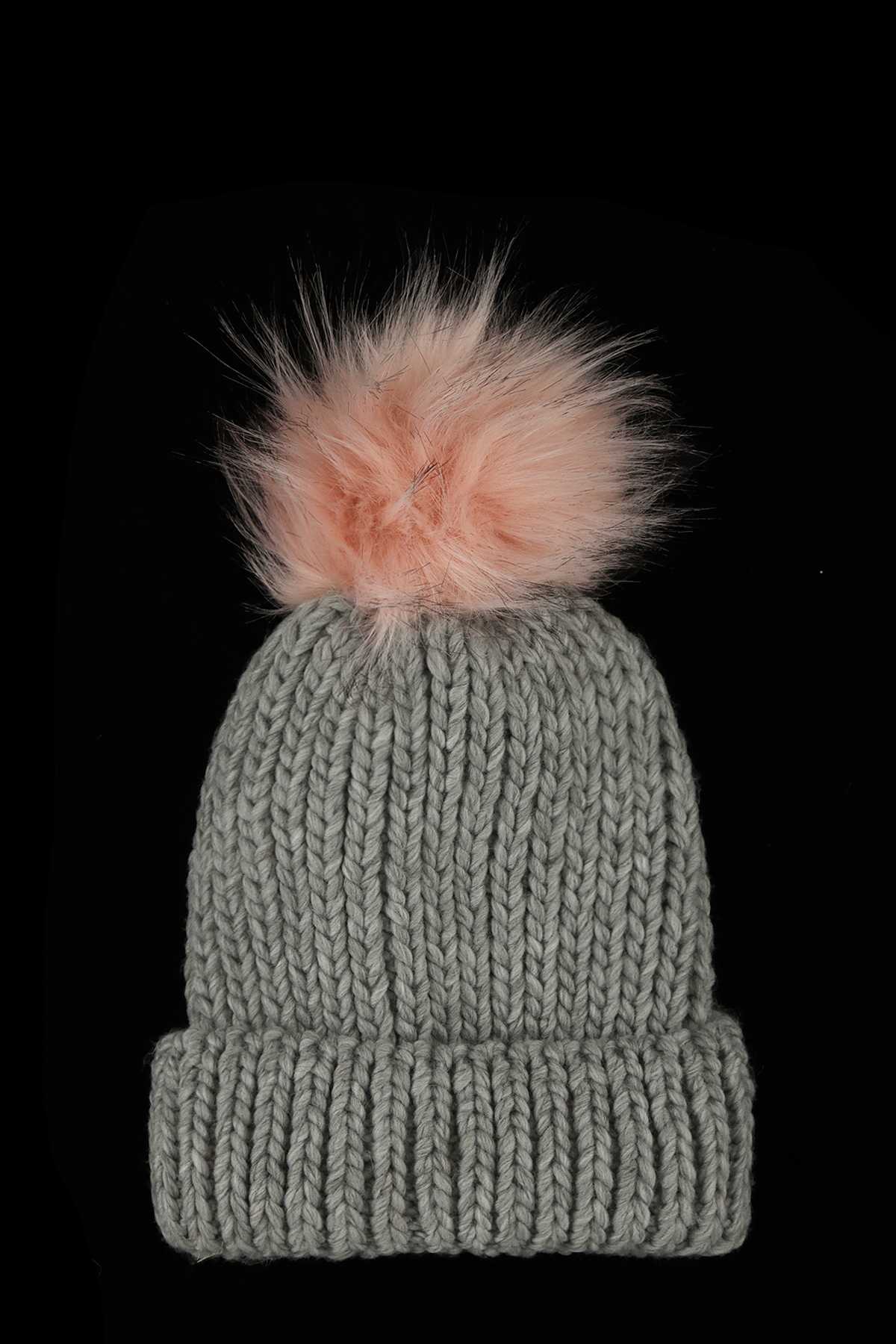 Basic Knit Cuffed Pom Beanie