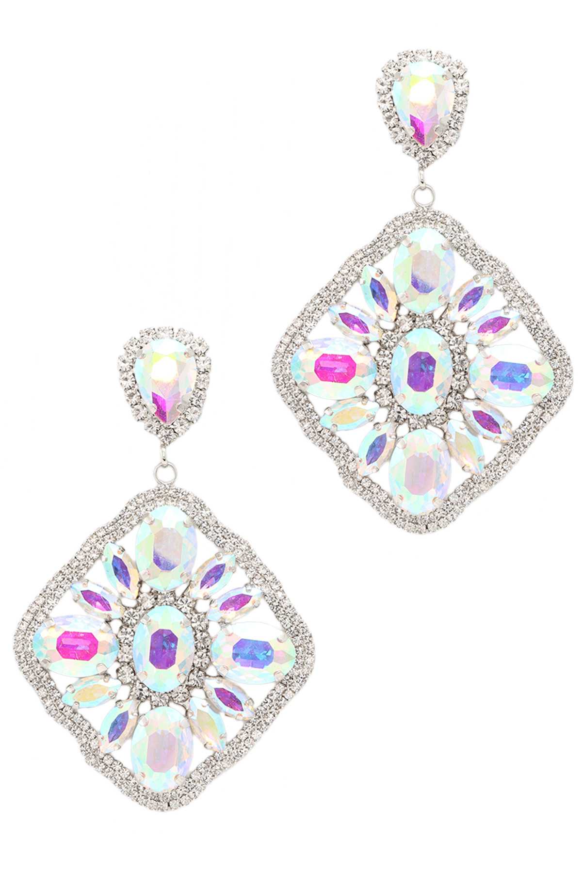 Diamond Shape Crystal Dangle Earring