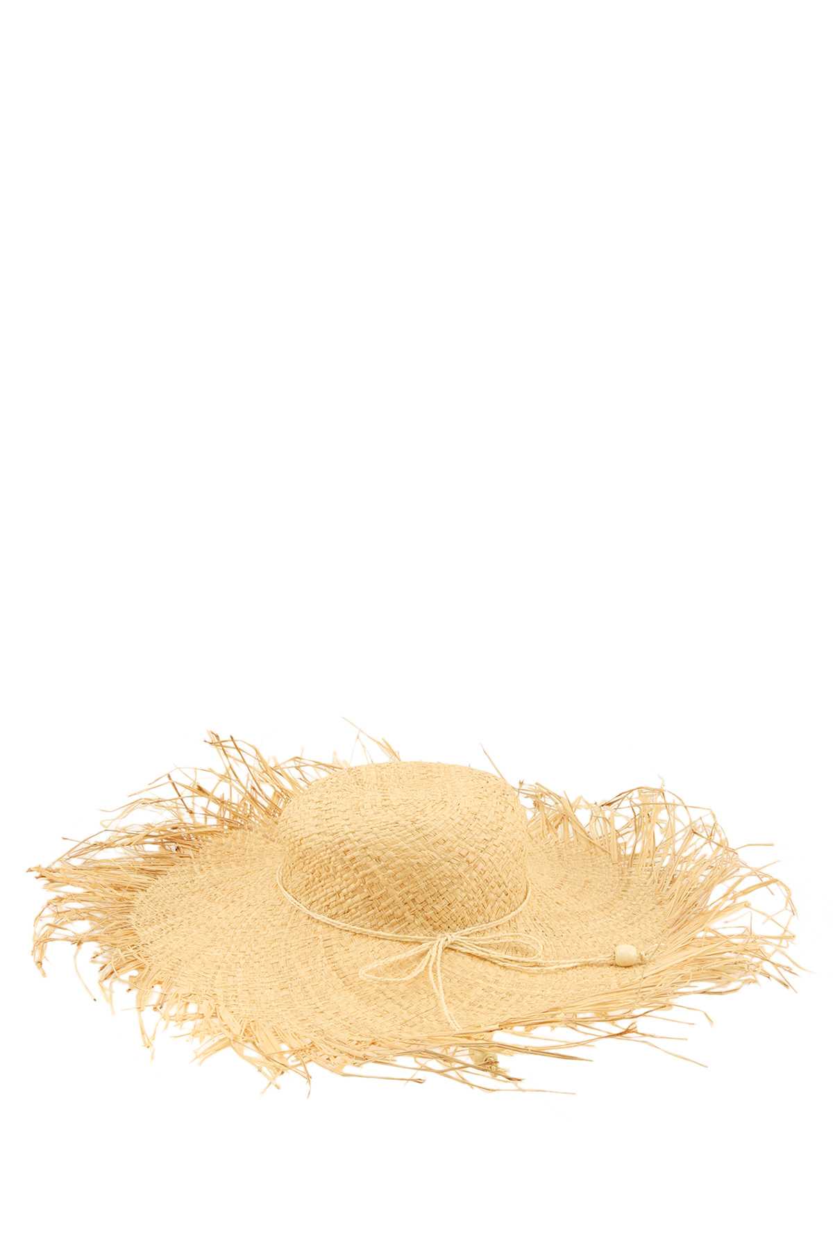 Unfinished Edge Straw Sun Hat with Strap