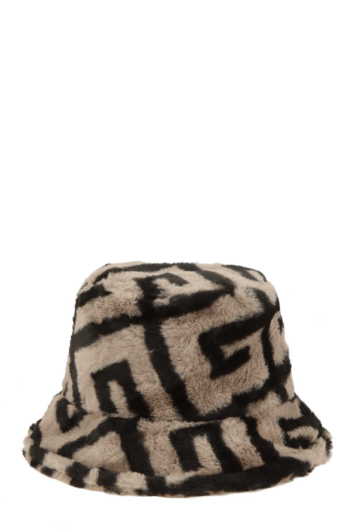 Greek Print Fur Bucket Hat