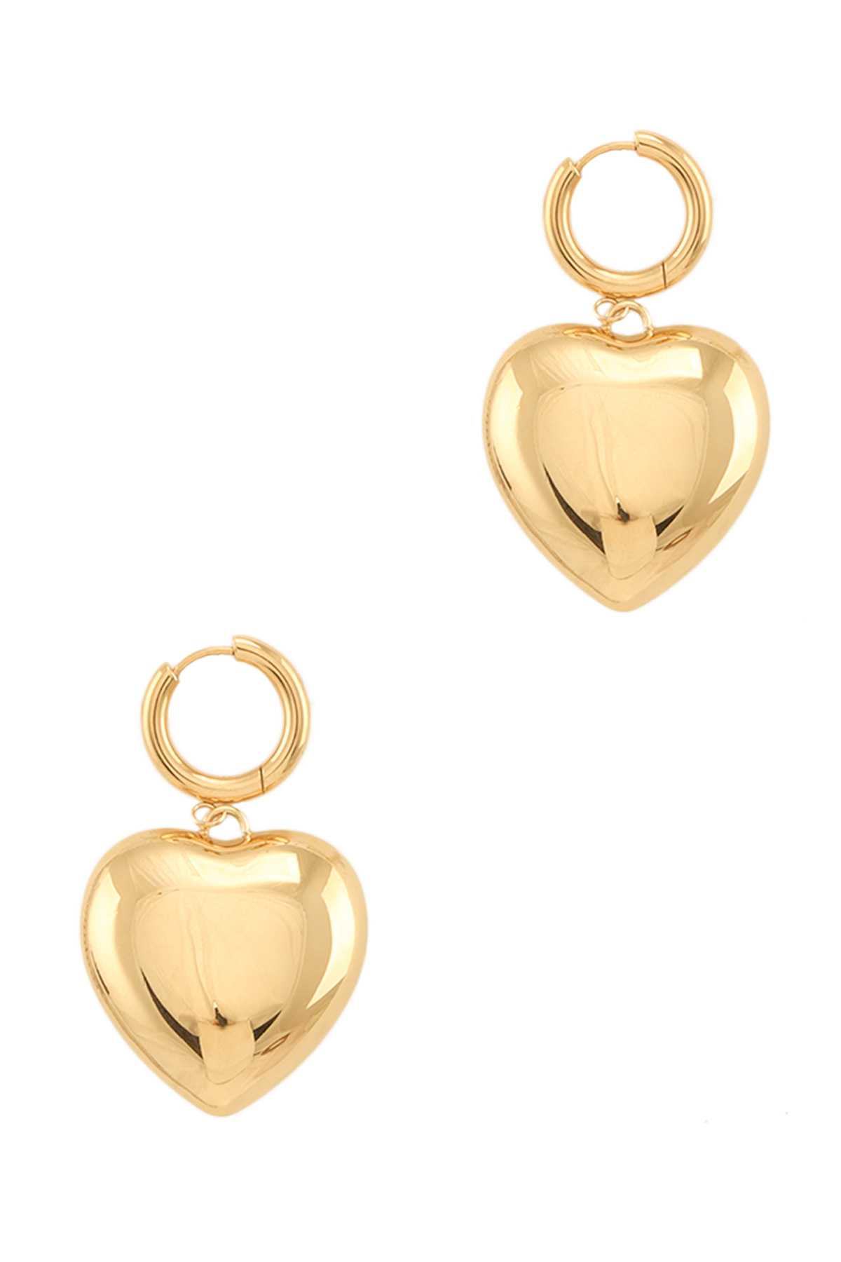 Puffy Heart Charm Hoop Earring