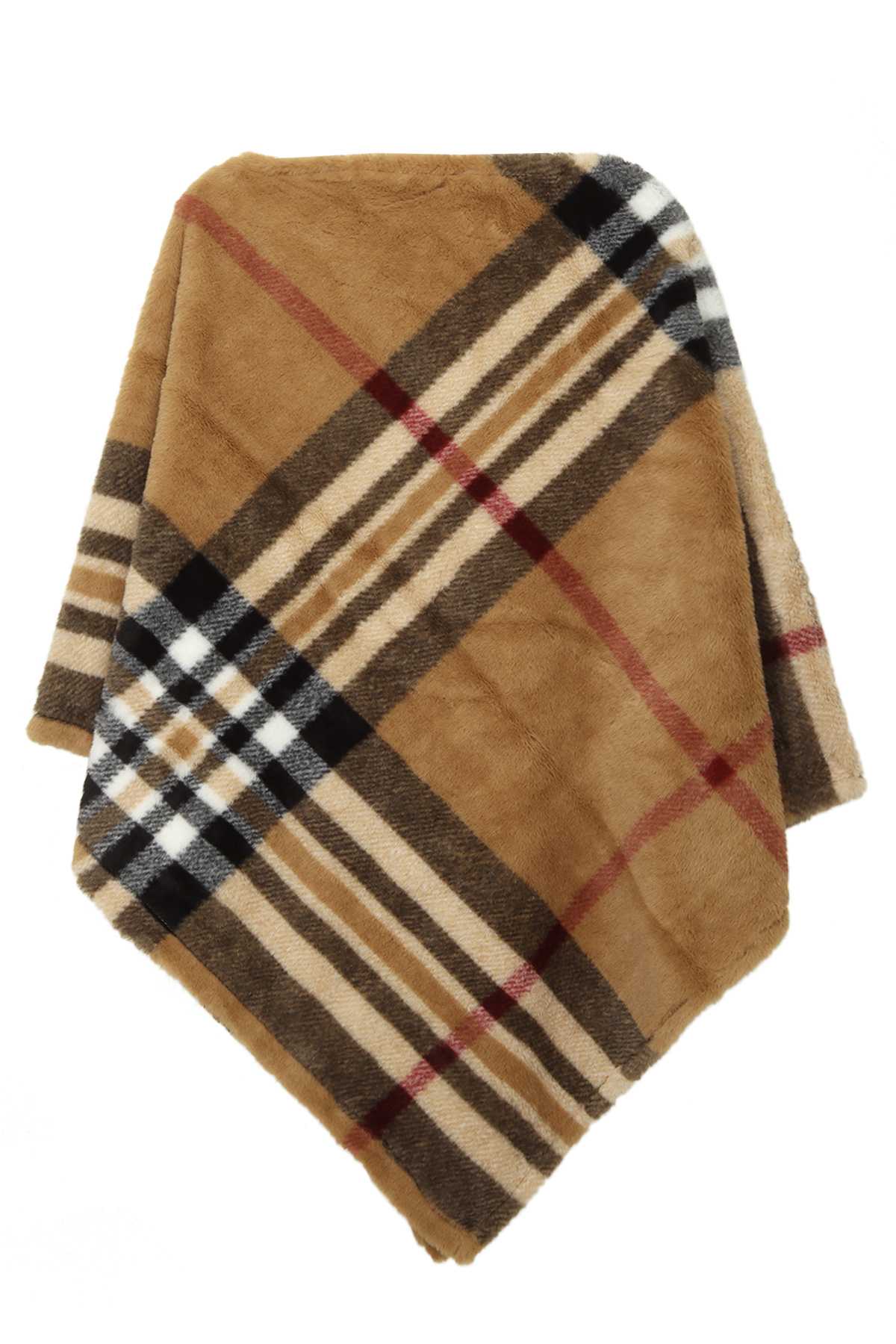 PLAID PRINT FUR CAPE