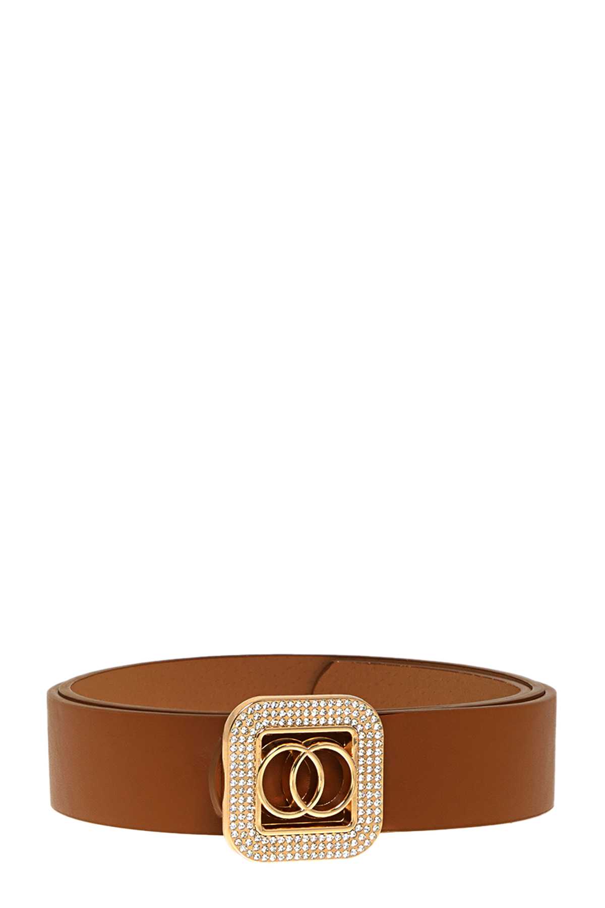 Linked Ring on Rhinestone Accented Square Buckle Belt