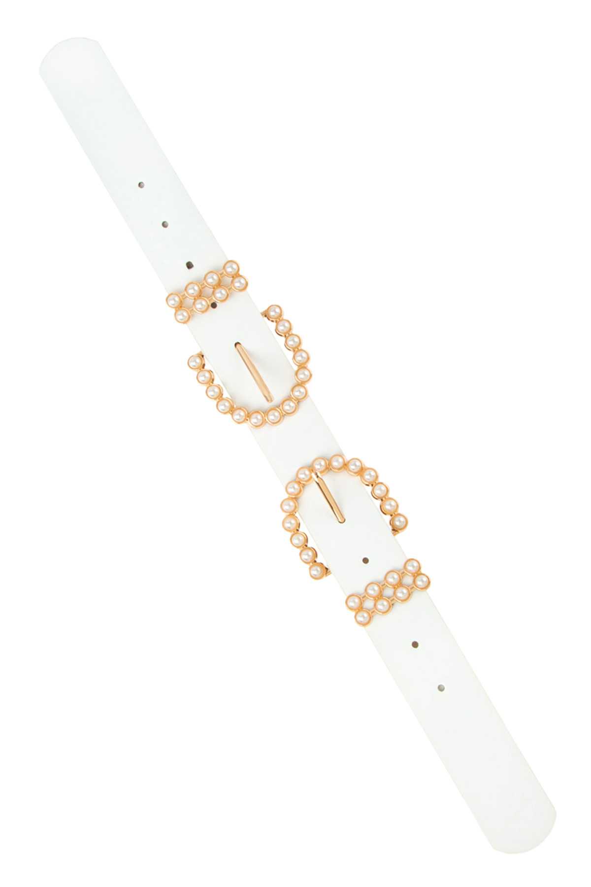 Pearl Double Buckle Belt with Pearl Loops