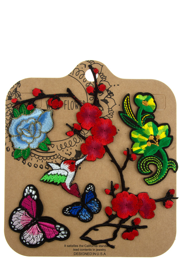 Butterfly, flower, bird iron patch