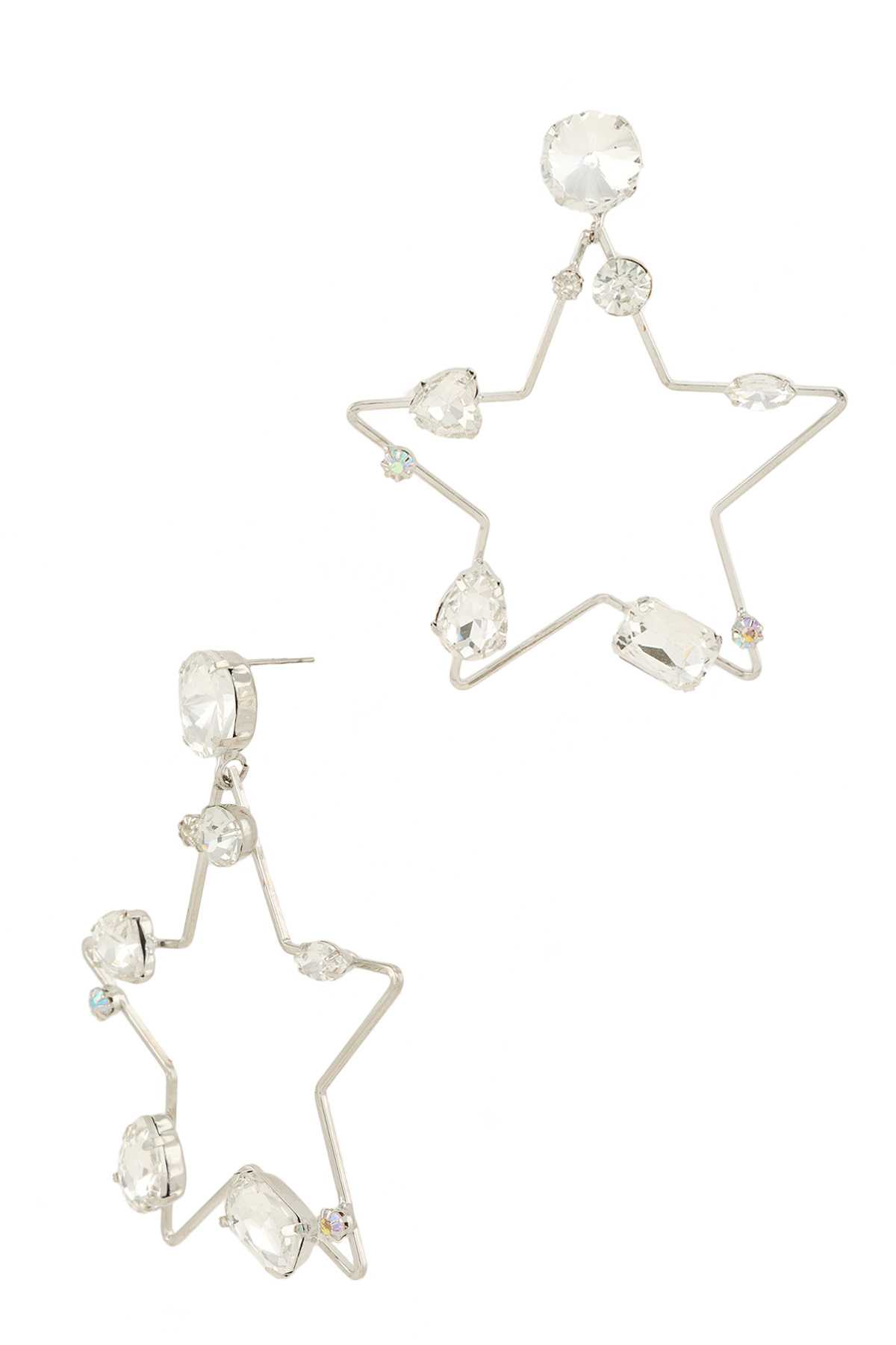 Star with Stone Accent Charm Stud Earring