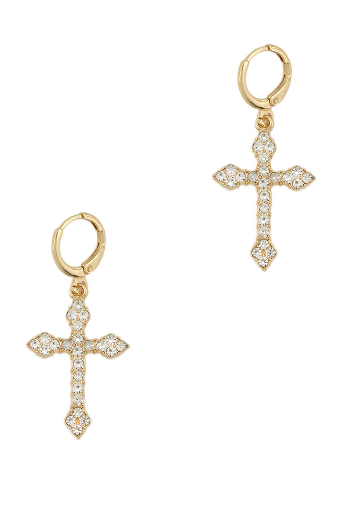 Rhinestone Cross Charm Earring