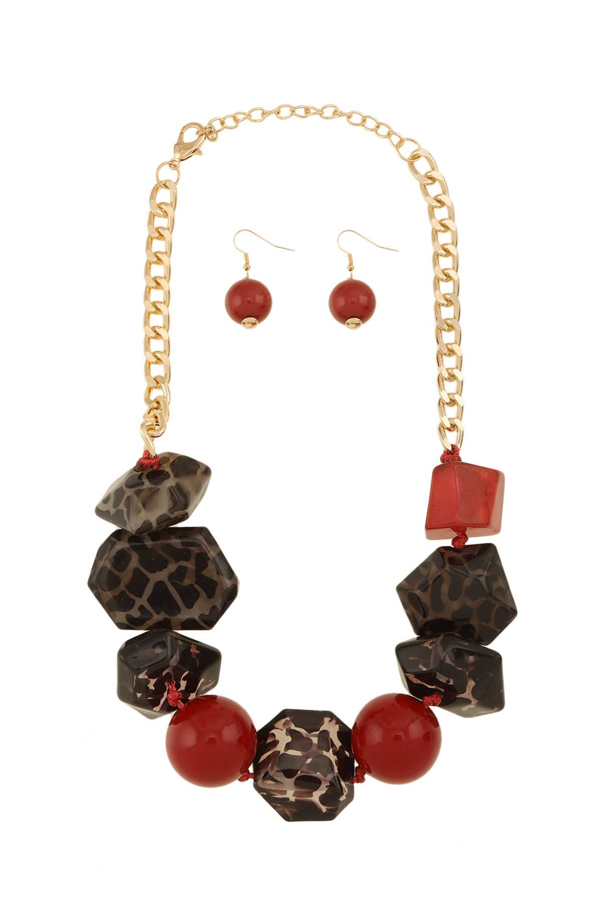 Chunky Leopard Print Statement Necklace Set