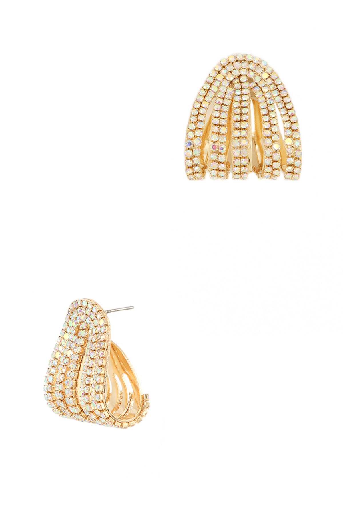 Full Rhinestone Split Curve Earring