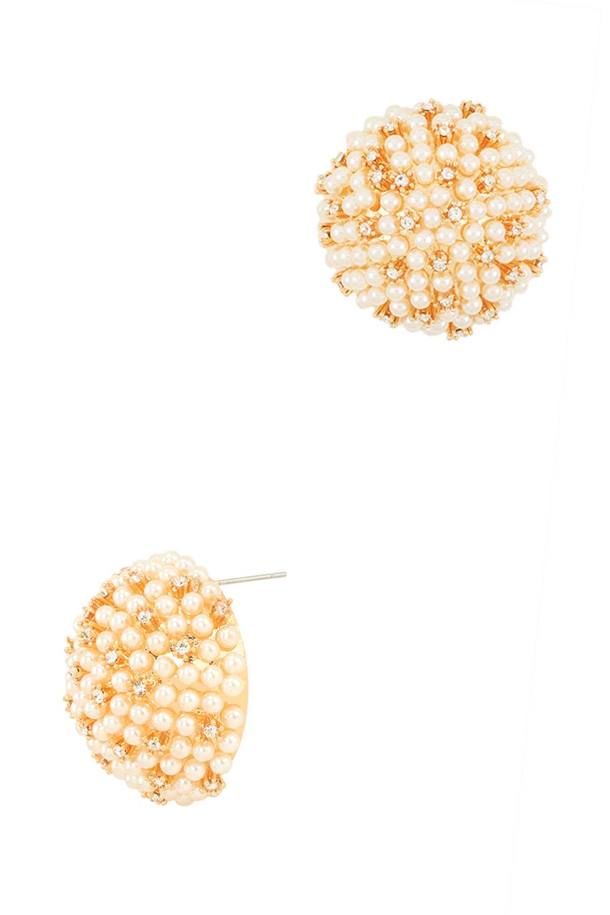 Pearl and Rhinestone Ball Stud Earring