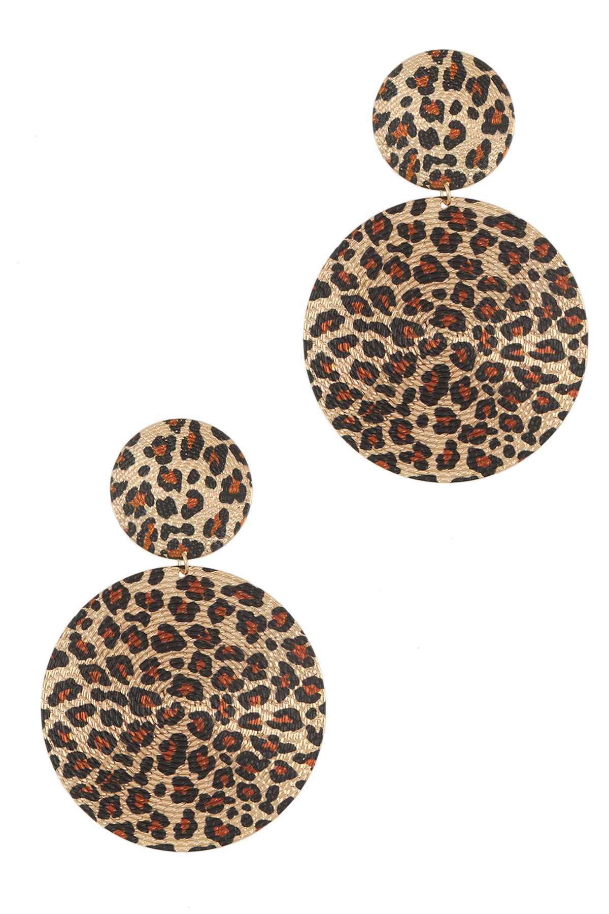 Big Circle Metal Disc Leopard Dangle Earring