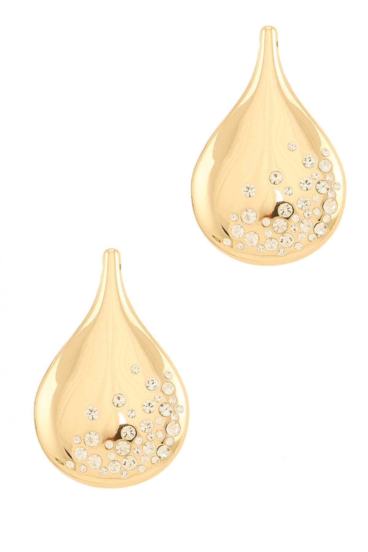 Metal Teardrop with Rhinestone Accent Earring