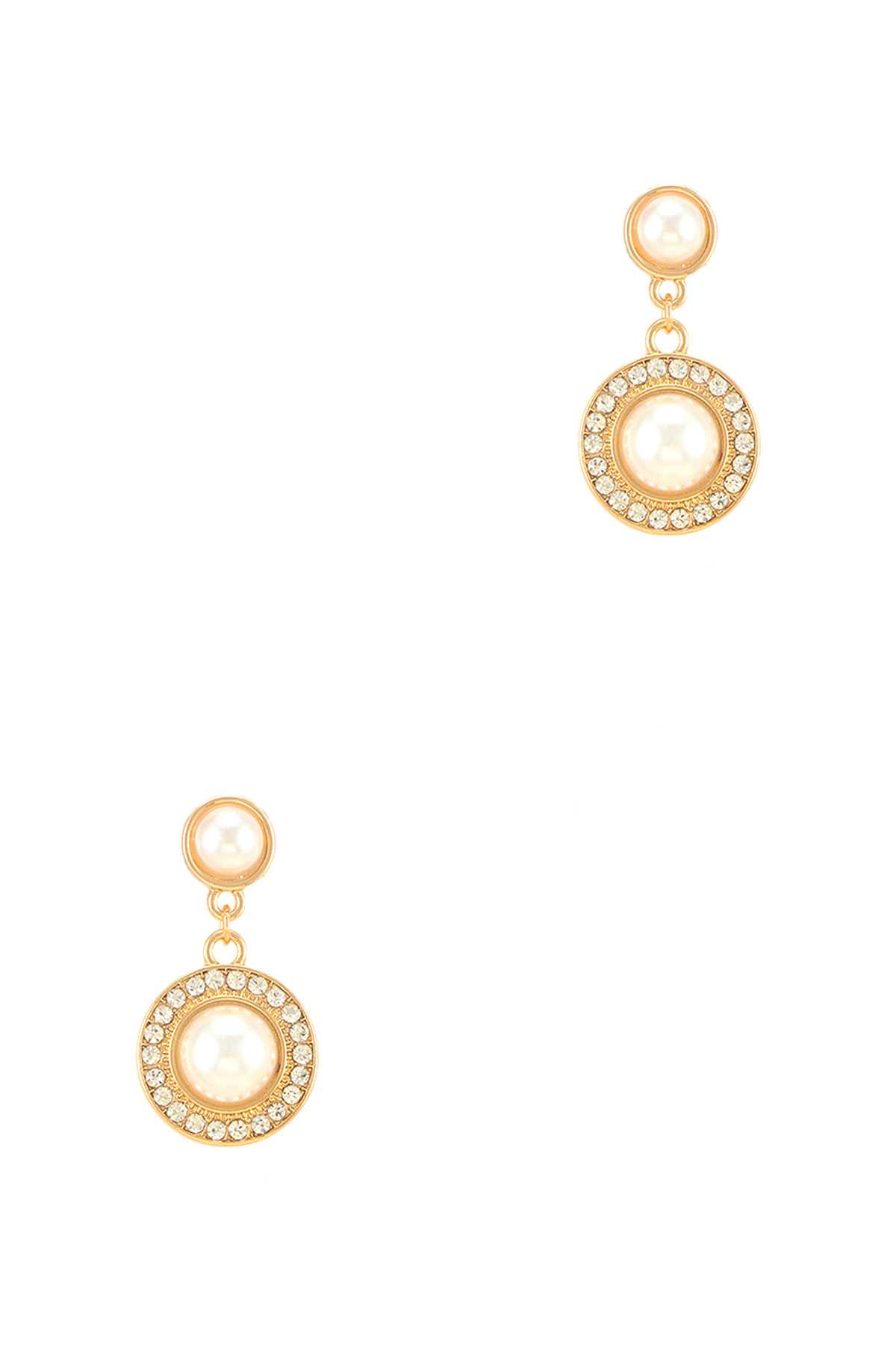 Double Round Pearl Drop Earring