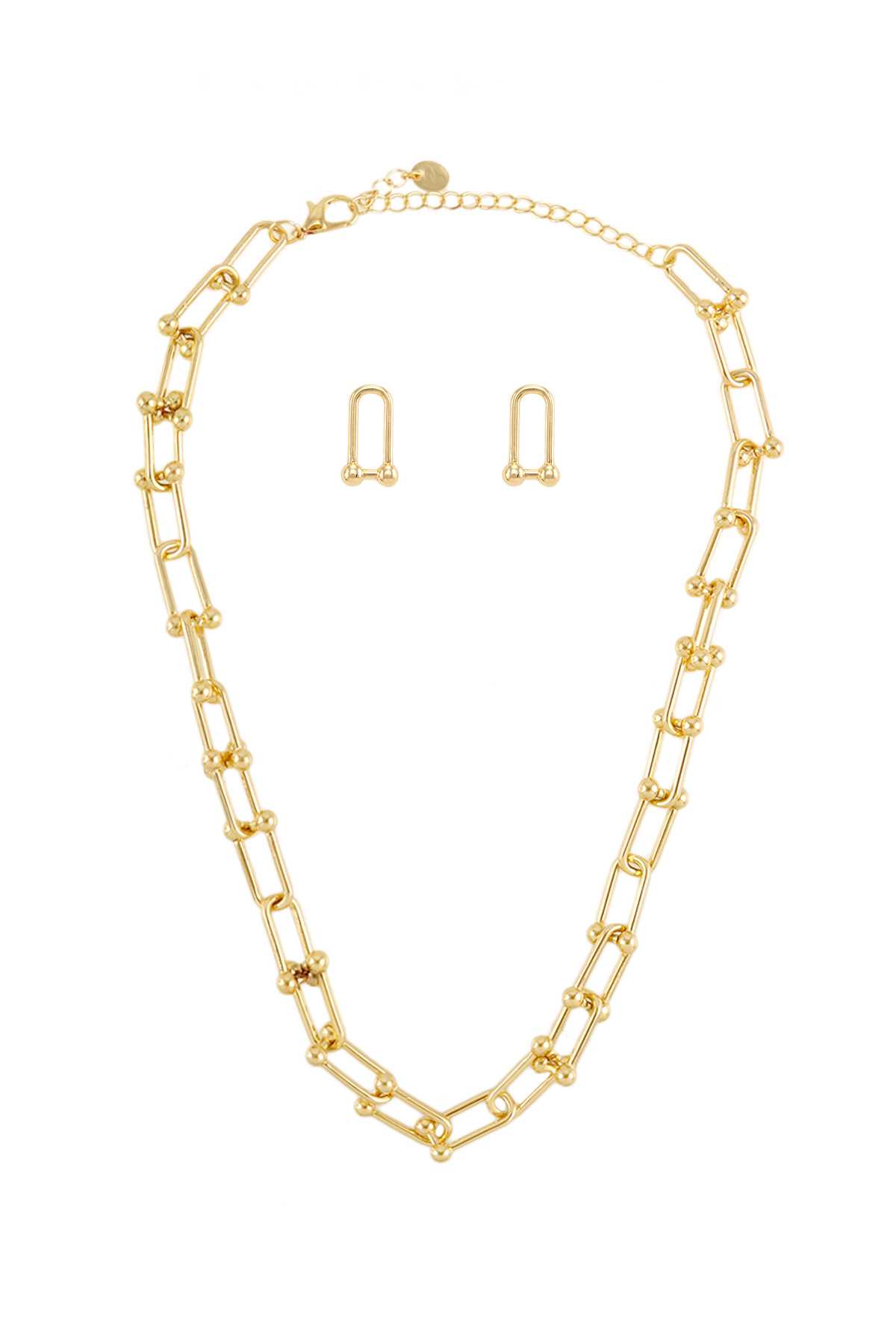 Geometric Oval Chain Linked Necklace Set