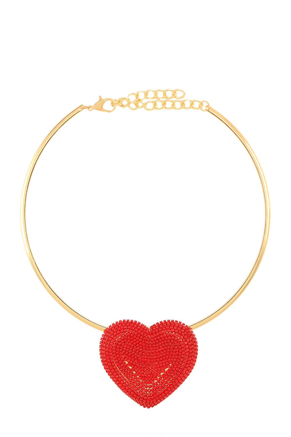 Rhinestone Heart Choker Necklace