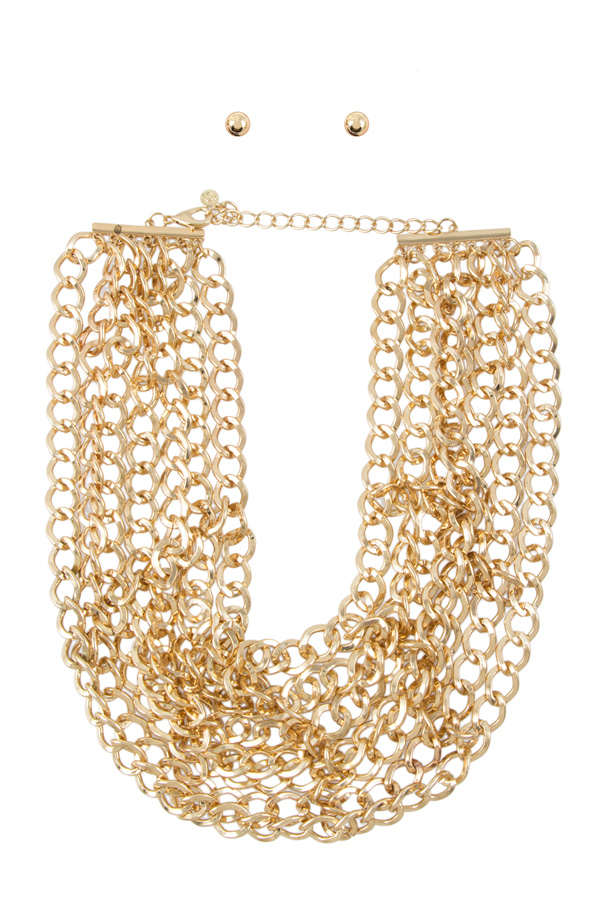 Layered bold chain necklace set