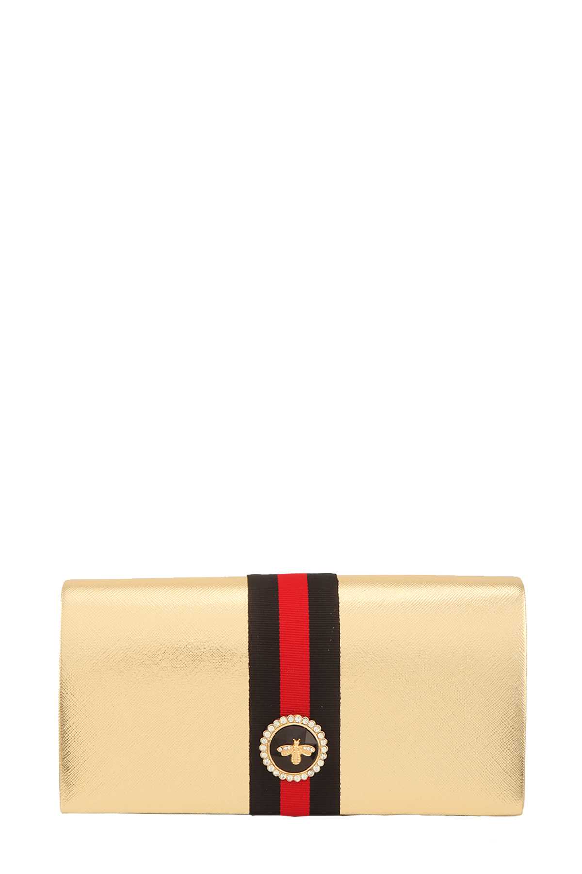 Rectangle Bee Striped Clutch Bag