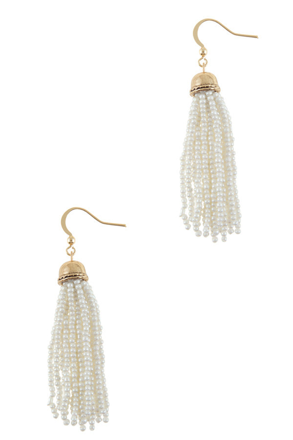 Beads tassel fish hook earrings
