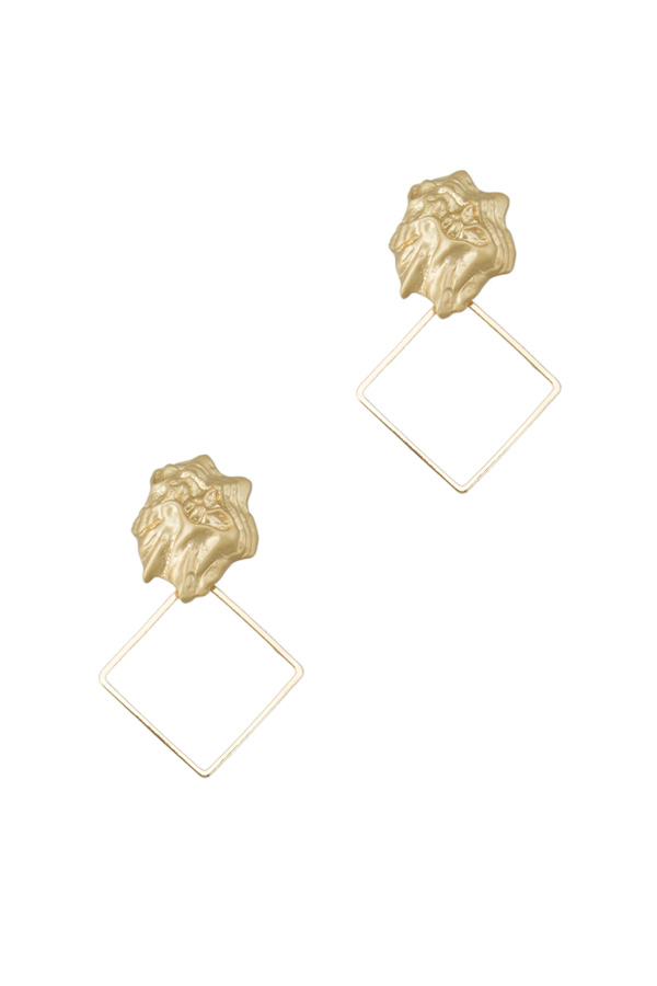 Small Square Casting Stud Earring