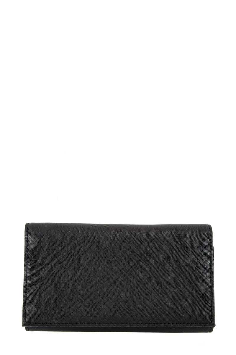 Textured PU Wallet Crossbody Bag