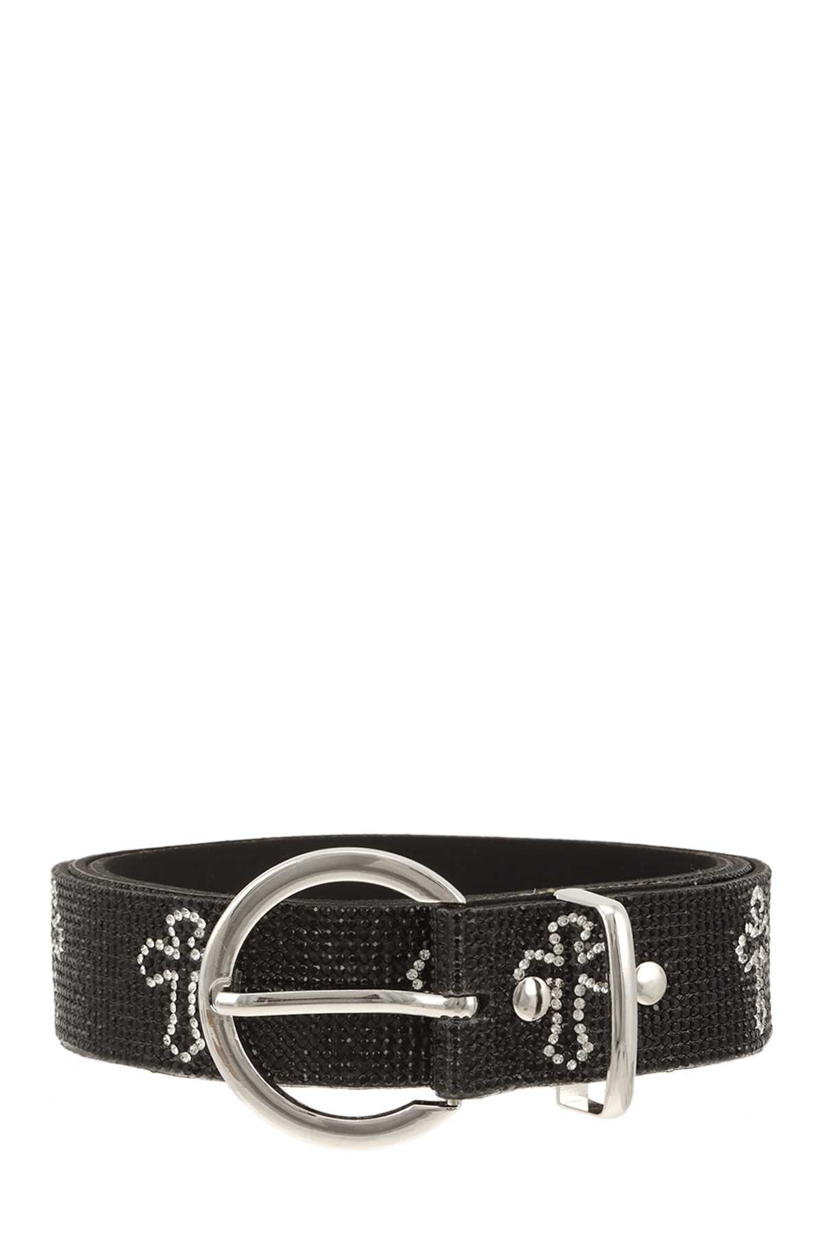 Cross Full Rhinestone Belt with Round Buckle