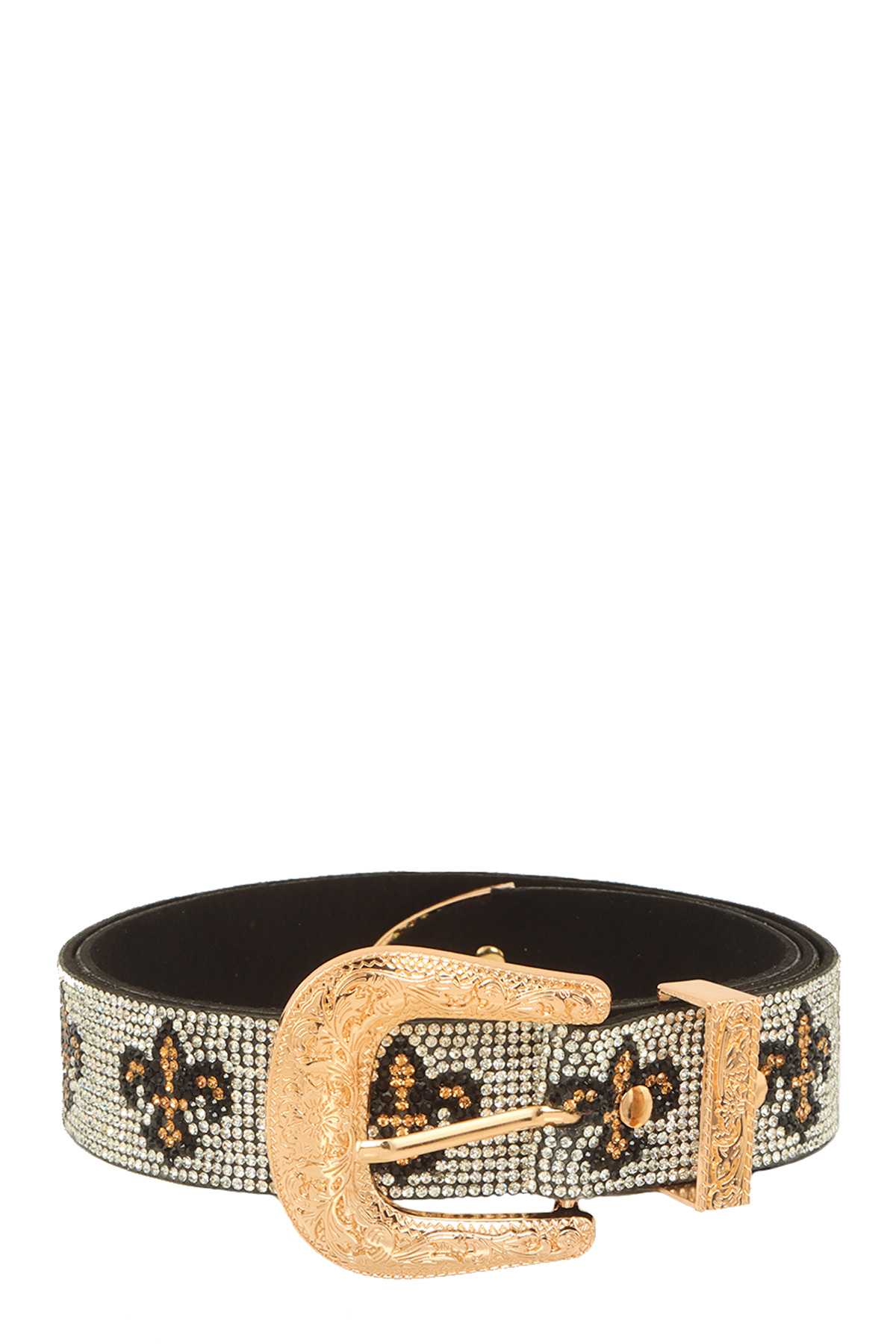 Fleur De Lis Full Rhinestone Buckle Belt